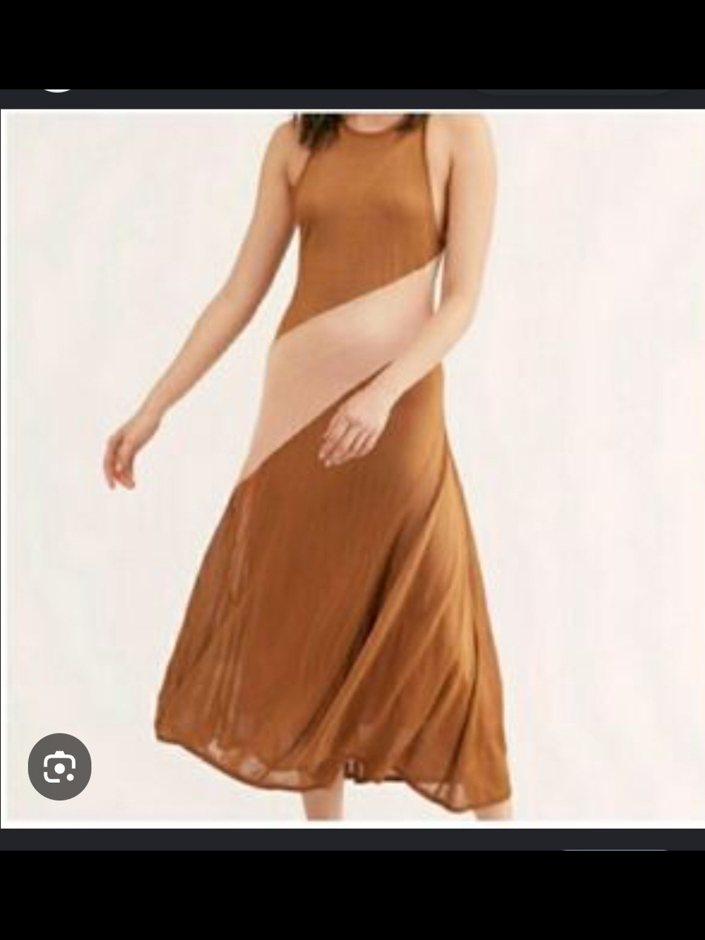 Free People Rayon Women’s Brown and Cream Diagonal Colorblock Sleeveless Dress